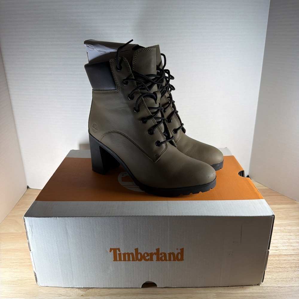 Timberland Allington Womens Size 7.5 US Olive Leather Mid Lace-Up Boot Black